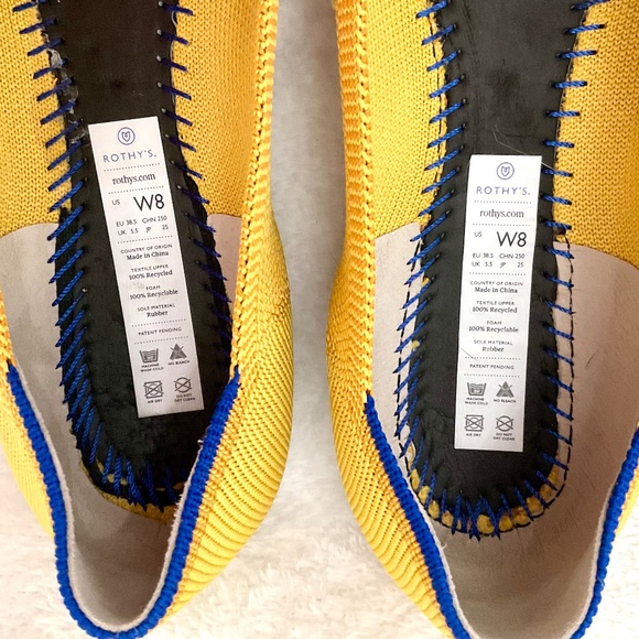 ROTHY'S Marigold Pointed Toe Ballerina Shoes Knit Washable slip on  Size 8 - Picture 12 of 13